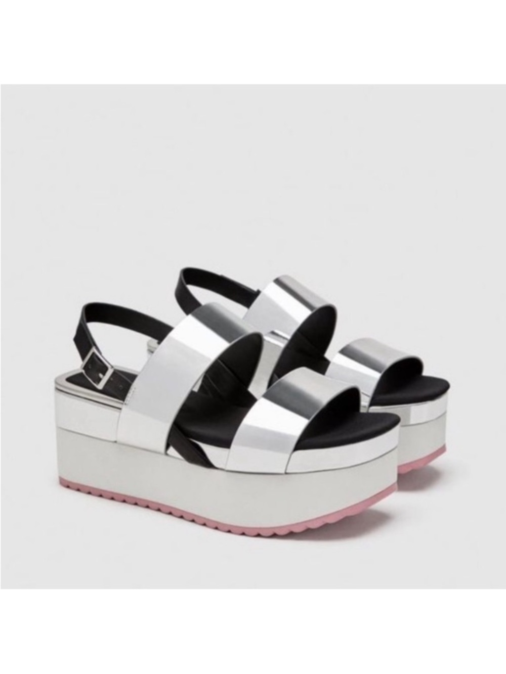 Zara Metallic Platform Sandals